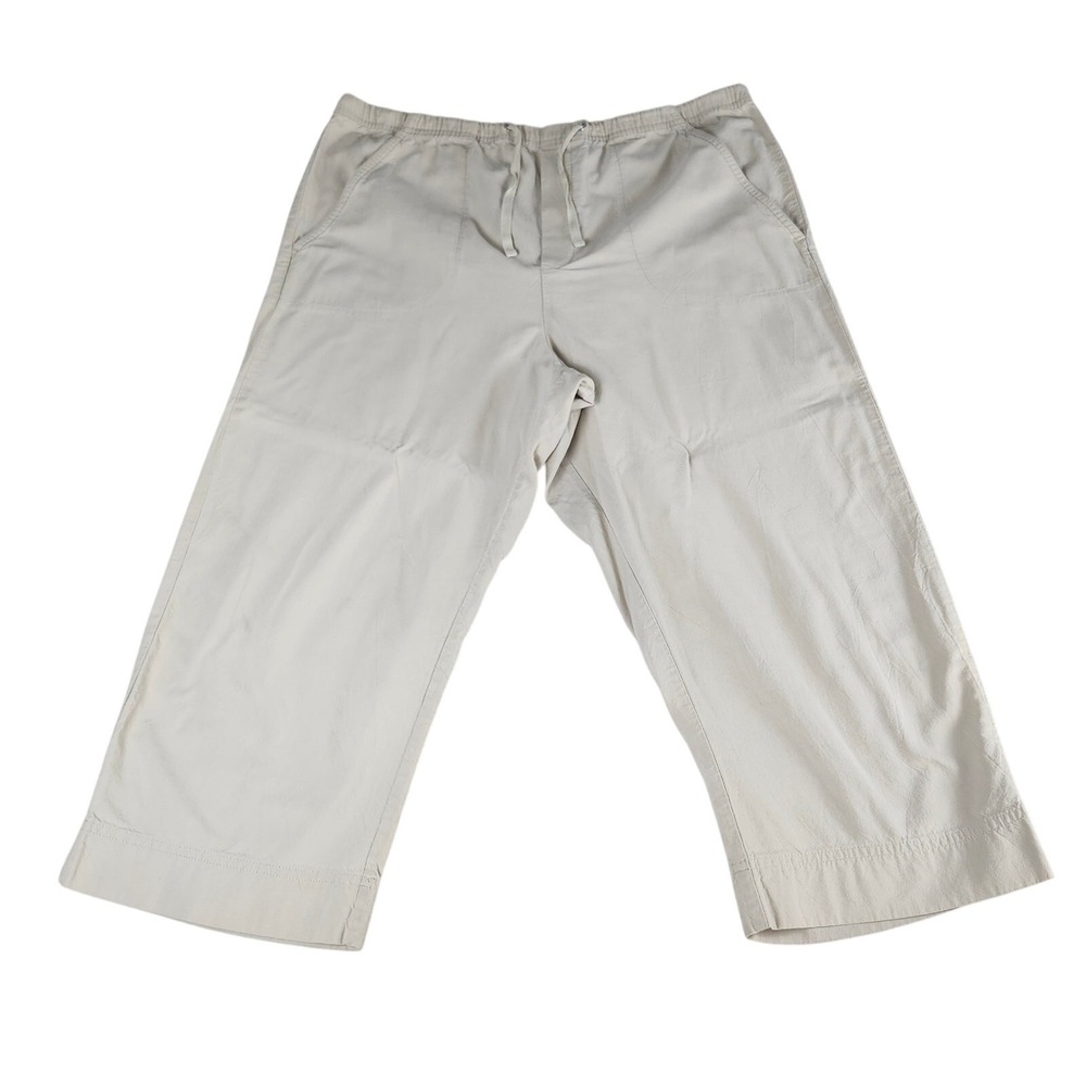 White Stag Beige Cotton Wide Leg Capri Pants Medium 8/10 Coastal Grandma Preppy